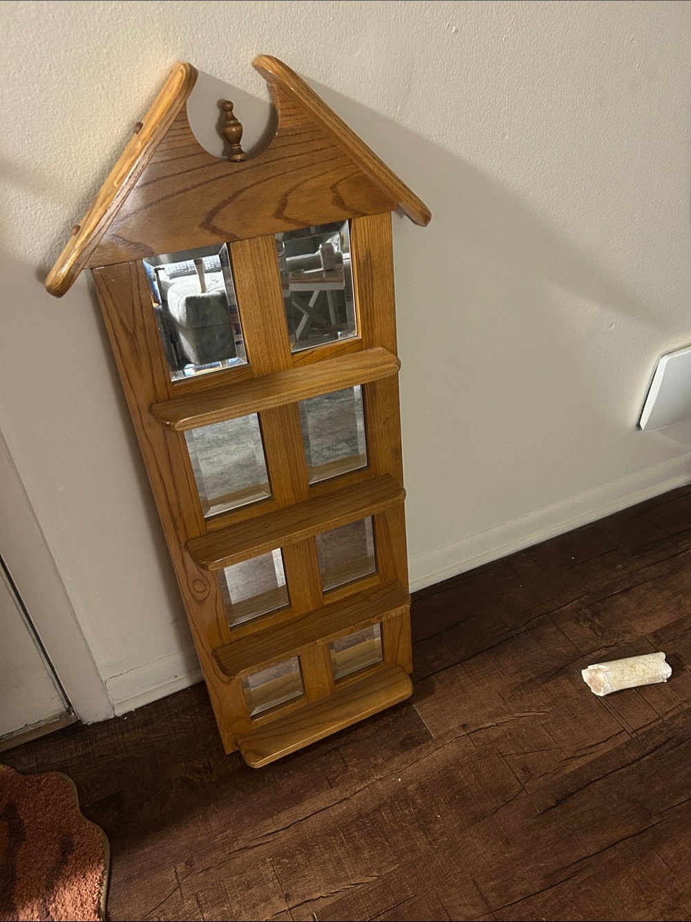 Wood Finish Wall Mirror with Multiple Panes - Honey Brown